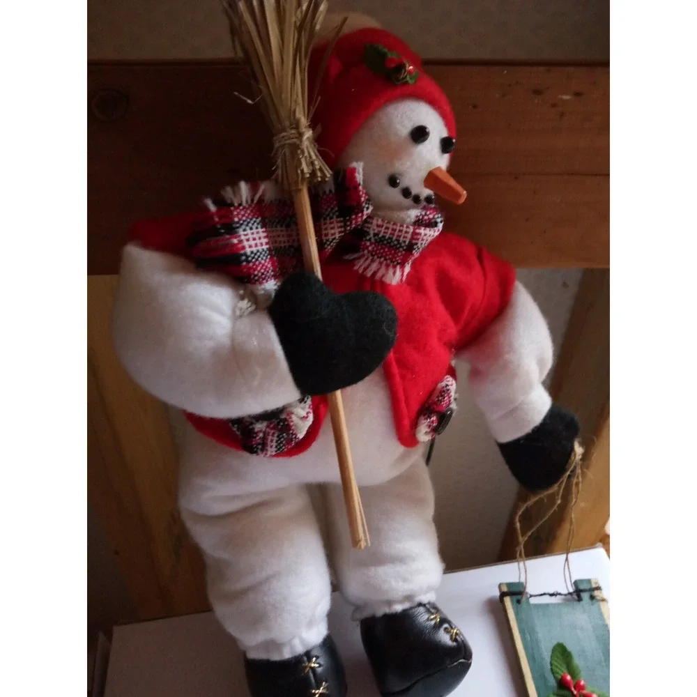 Santa's Best Snowman With Scarf Sled‎ Christmas Tree Ornament Plug In Animated